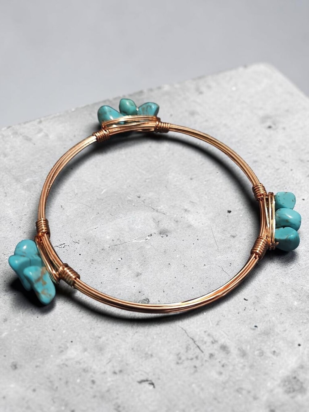 Nwt Sassified Nwt Turquoise Cluster Wire-Wrapped Bangle Bracelet - Turquoise